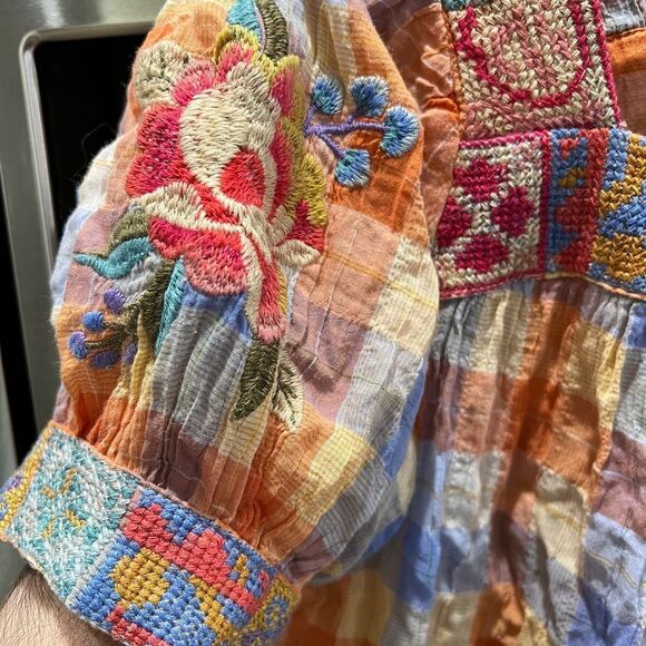 Johnny Was Workshop Petunia Square Neck Park Blouse Boho Chic W18823 - Picture 8 of 11